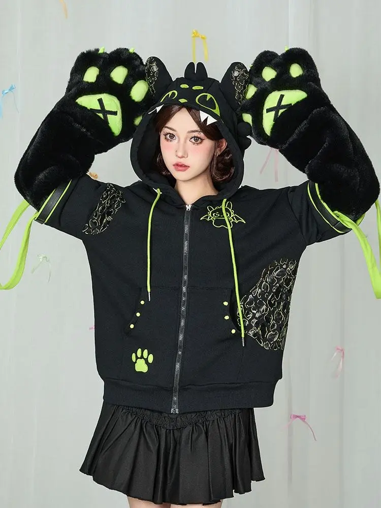 Micotaku Dragon Paw Hoodie Unisex Zip Up Comfort Hoodie for Daily Wear