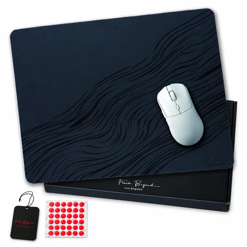 Flash Beyond AIR Glass Gaming Mouse Pad, 2mm Ultra-Thin Hard Glass Mousepad, Fast Glide, Anti-Slip Base, 400x300mm