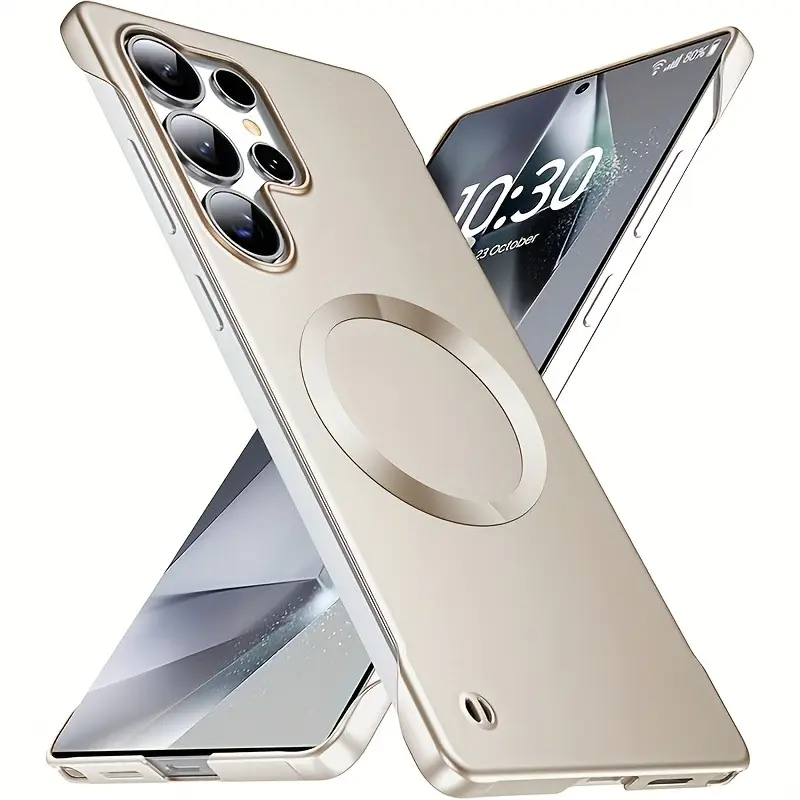 Phone Case - Protective Set of 3 Items Including 1 Phone Cover And 2 Screen Protectors. This Ultra-Slim Metallic Paint Magnetic Case Is Designed for Compatibility with Iphone 17 Pro Max, 17 Air, 17, 16E, 16, 15, 14 Pro Max Plus, 13, 12 Casing