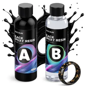 JANCHUN 11.8oz Deep Black Epoxy Resin - Bubble Free & Self-Leveling for Jewelry Making, Rich Opaque Finish Perfect for Small Holiday Crafts and DIY Gift Projects