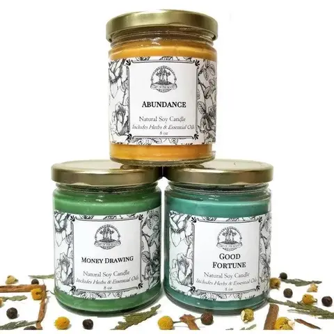 Money Candle Spell Set for Abundance, Prosperity, Good Fortune & Financial Well-Being