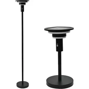 Solar Floor Lamp for Patio  IP44,Outdoor USB Rechargeable Cordless Floor Lamp with 3 Modes,Height Adjustable,Warm White 3000k Standing Solar Lights for Deck, Porch, Camping