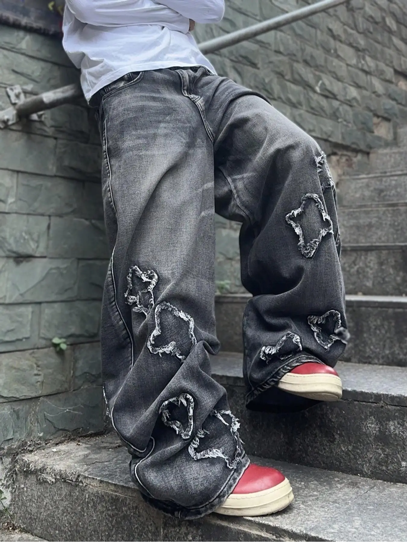 Men's Pocket Denim Jeans, Loose Casual Fashion Comfy Wide Leg for Daily Outdoor Wear, Mens Bottoms for All Seasons