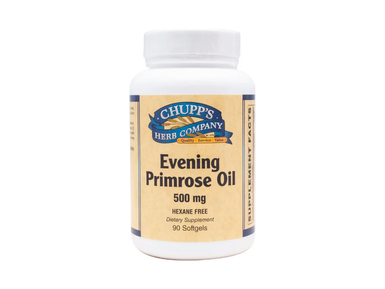 Chupp's Evening Primrose Oil 500 mg - Reduces Inflammation, Improves Skin Health, Hexane Free, 90 Softgels