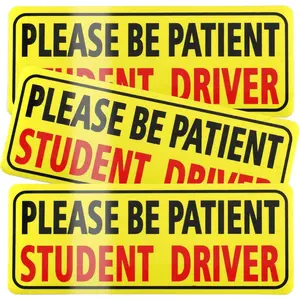 3pcs Magnet for Car, Please Be Patient Student Driver, New Drivers Sticker Safety Warning, Magnetic Reflective Rookie Driver Bumper Sticker (Black&Red)
