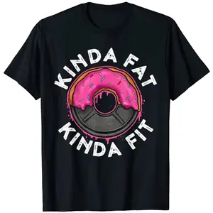 Men's Comfort Cotton Classic Short-Sleeve Round Neck T-Shirt - New Menswear Gym Workout Funny Doughnut Gift Top, Soft Fabric, Made in USA