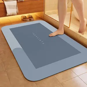 Mat-Bathroom Mat Rug Non Slip Super Absorbent Stain Resistant Quick Dry Thin Bathroom Rug Bath Mats for Bathroom Floor Bathtub Vanity Bathmat Easy Care Dark Gray Brush Rubber Diatomite Bath Mat Diatomaceous Earth Mat