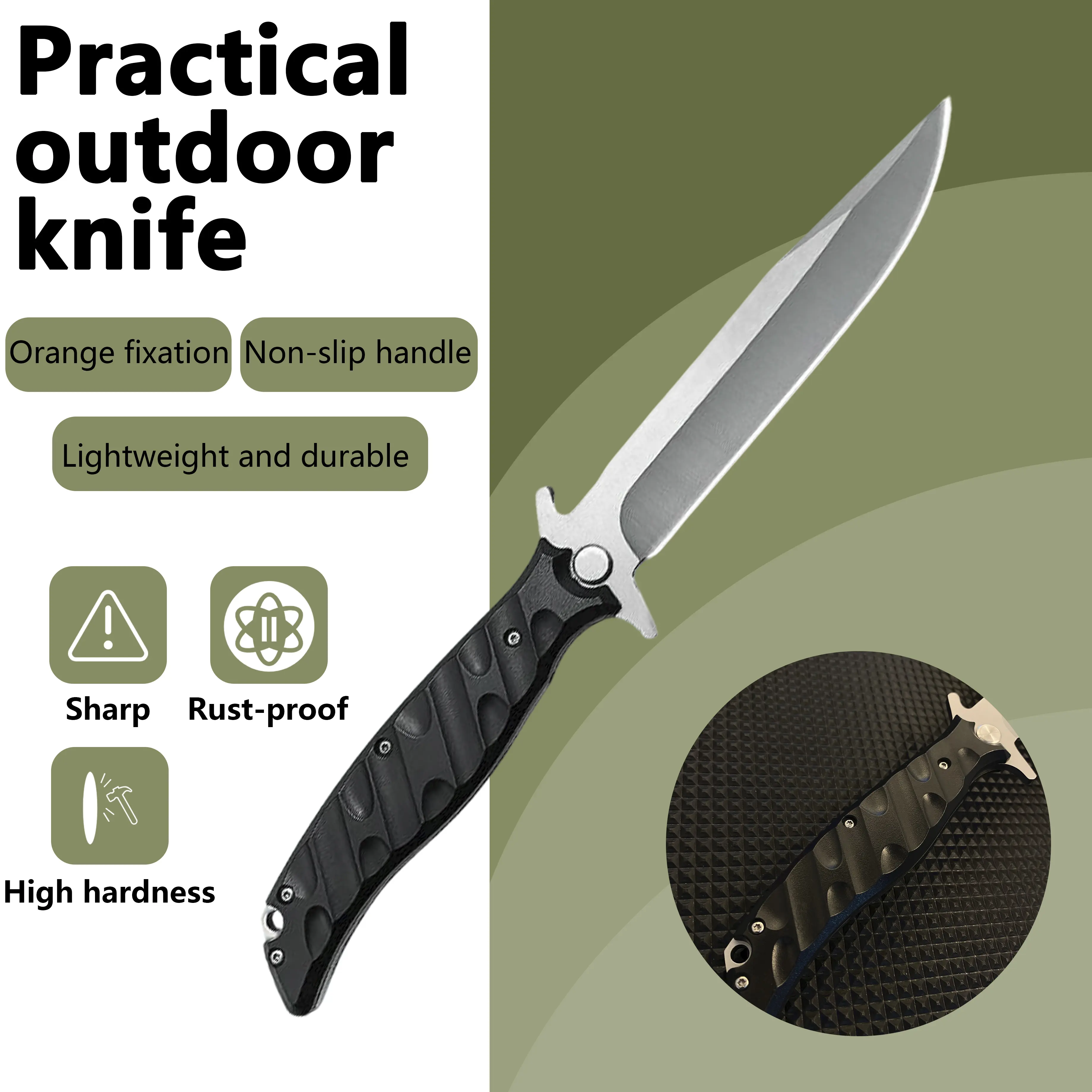 Outdoor fixed-blade straight knife, wilderness survival knife. Suitable for outdoor adventures and camping activities. A must-have for outdoor activities.