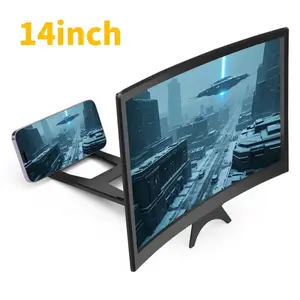 14 Inch HD Curved Phone Screen Amplifier, Detachable Stand Blue Light Blocker, Foldable Design for Watching Movies and Gaming, Portable Video Accessory Gift, Cellphone Stand
