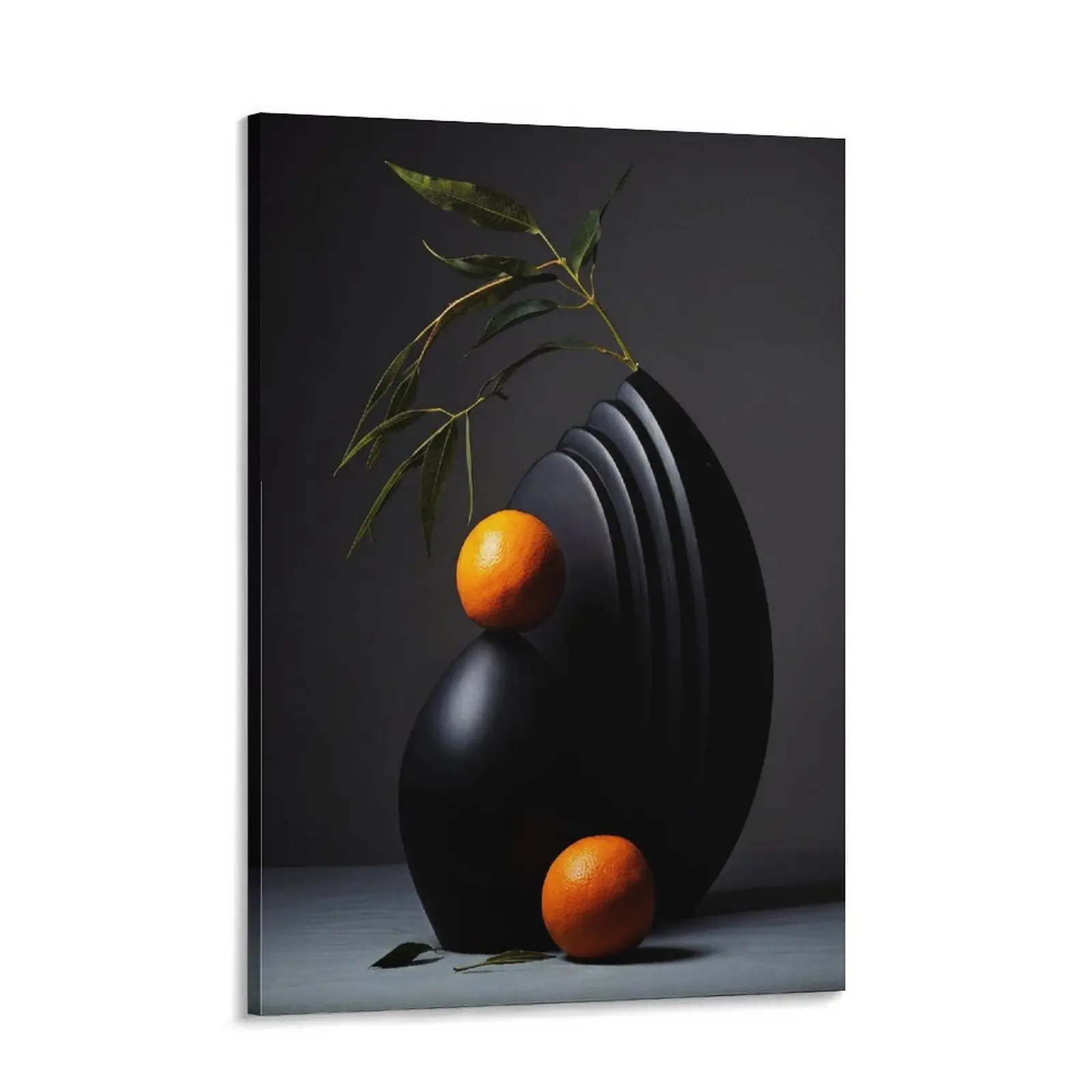 Abstract Art Print Abstract Canvas Wall Art Three-Dimensional Sculpture Ceramic Wall Deco Pictures Modern Still Lifes orange Black Shape Posters Prints for Living Room Bedroom Bathroom Home Decoration