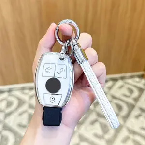 ACEBOY  for Mercedes Benz Keychains with Key Fob Cover Special Soft TPU Key Case Cover Protector Compatible with Mercedes Benz C E G S M GL CLS CLK G Class Keyless Smart Key
