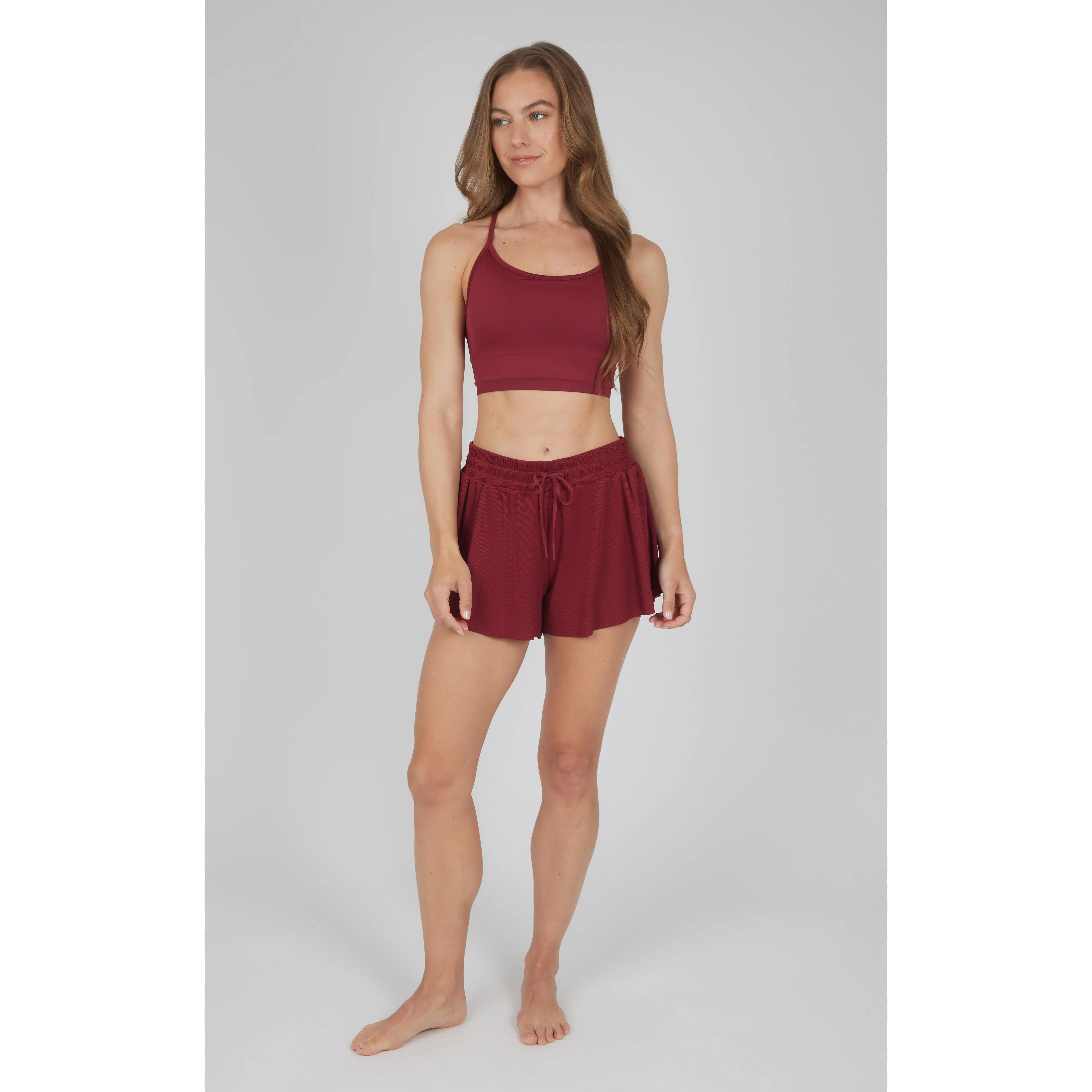 2 PC Seamless Bra and Ribbed 2 in 1 Running Short
