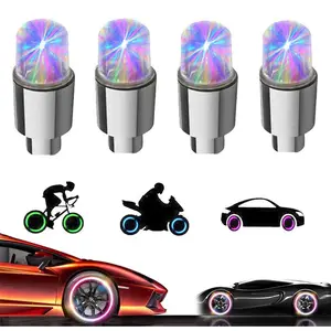 4 Pack Led Valve Stem Caps Lights For Car Tires Wheel Assemblies Light Up Air Neon Bicycle Tyre Bike Truck Golf Cart Men Women(colorful)