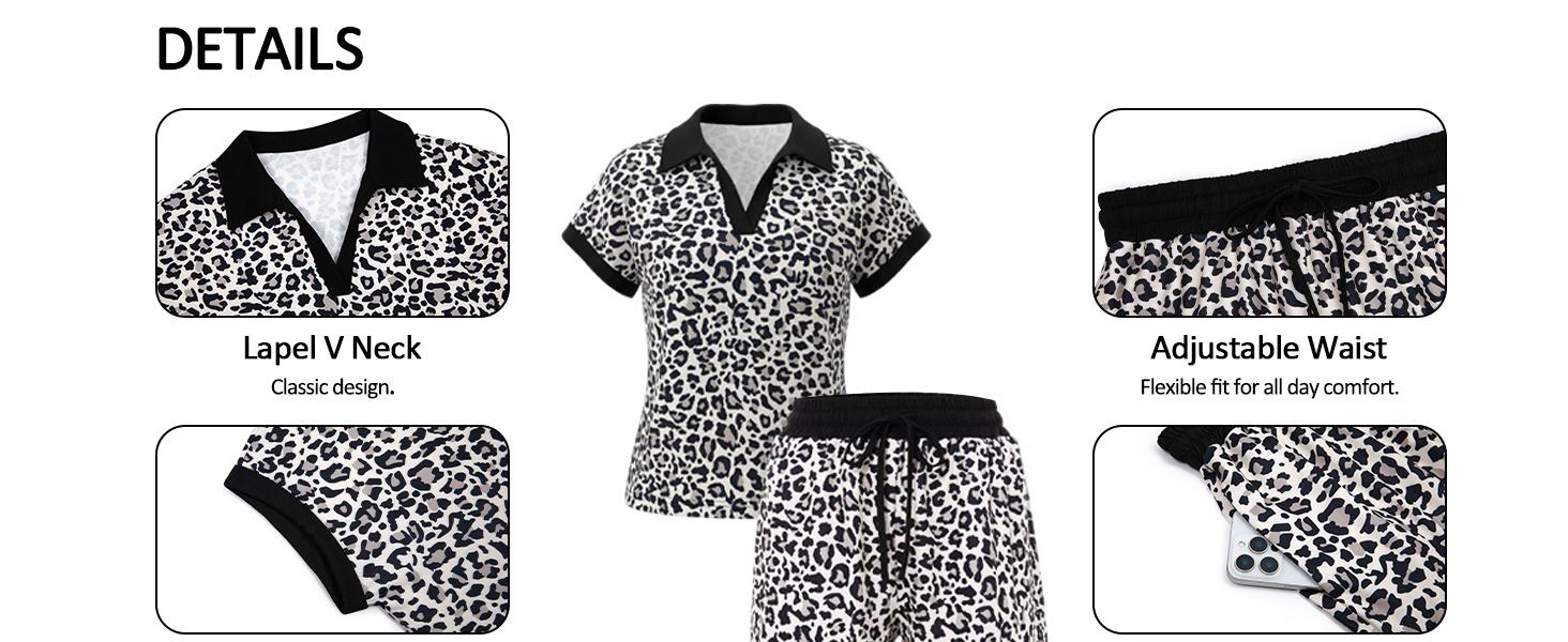 EASORA 2 Piece Sets for Women Cap Sleeve V Neck Lapel Tops and Drawstring Shorts Summer Casual Outfits Loungewear 2026