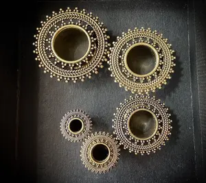 PAIR Antique Gold IP Tribal Lace Design Tunnels Plugs Earlet Gauges Body Jewelry