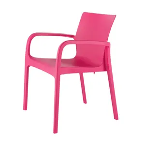 360 stand Fuchsia Heavy-Duty Plastic Outdoor Stacking Dining Chairs - Set of 2, 31.30x23.60x22.80 in, Weatherproof Stacker, Fixed Arms, Smooth Texture, Solid Back