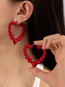 Fashionable Heart Shaped Hoop Earrings, Lightweight Earring, Fashion Jewelry for Party, Daily Decor, Trendy All-match & Exquisite Jewelry for Birthday Gift