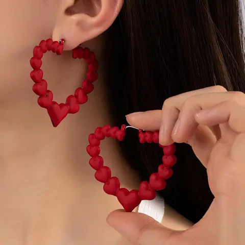 Fashionable Heart Shaped Hoop Earrings, Lightweight Earring, Earrings Hoops, Fashion Jewelry for Party, Valentines Day Jewelry, Daily Decor, Trendy All-match & Exquisite Jewelry for Birthday Gift, Fashion Jewelry Accessories