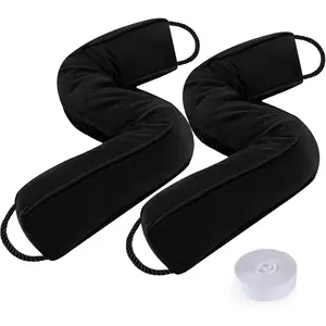 2 Packs 38 Inches 2.2LB Weighted Door Draft Stopper Filled with Beads & Cotton, Removable Machine Washable Sound Door Draft Blocker with Anti-Abrasion Bottom for Door, Black