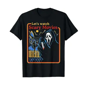Cotton Short Sleeve Funny Halloween Let&Reg;S Watch Scary Horror Movies Ghost T-Shirt For Men Women Oversized graphic tee men cotton