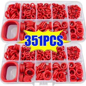 351 Piece Silicone O-Ring Sealing Pad Set, Oil Resistant Heat Resistant Durable, Includes 10 Different Sizes, for Cars Pipes Faucets