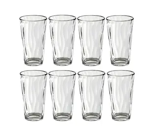 Emmy 8-Piece 16 oz Clear Tea Glass Set Elegant Glassware for Cold Drinks Parties Dining & Refreshing Beverages