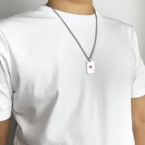 Ace of Hearts & Spades Playing Card Pendant Necklaces, Cool Poker Jewelry for Men & Women