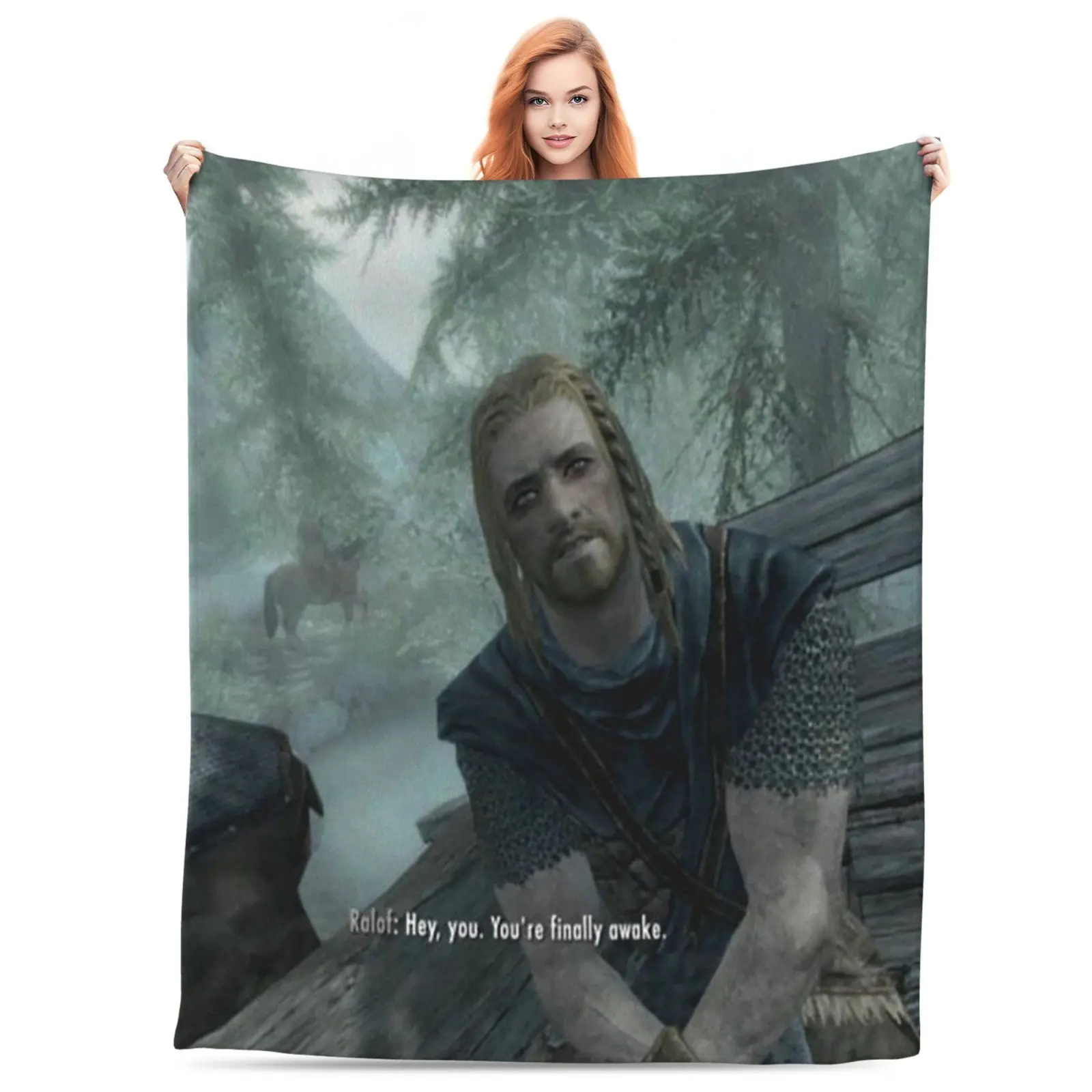 JOOCAR Hey You You're Finally Awake Throw Blanket Super Soft Fuzzy Fleece Blanket for Couch Bed Sofa Cozy Warm Blankets for All Seasons