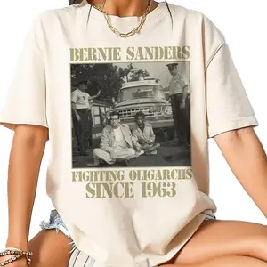 Bernie Sanders Fight Oligarchy Tour 1963 T-Shirt - Cotton or Cotton-Polyester Blend, Rage Against The Machine Design, Casual Style - Breathable