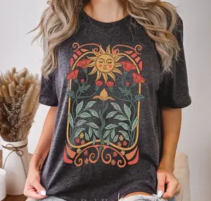 Boho Floral Tshirt Art Nouveau, Boho Wildflowers Tshirt, Boho Flowers Shirt, Floral Nature Shirt, Art Nouveau Art Deco Shirt, Mystical Shirt