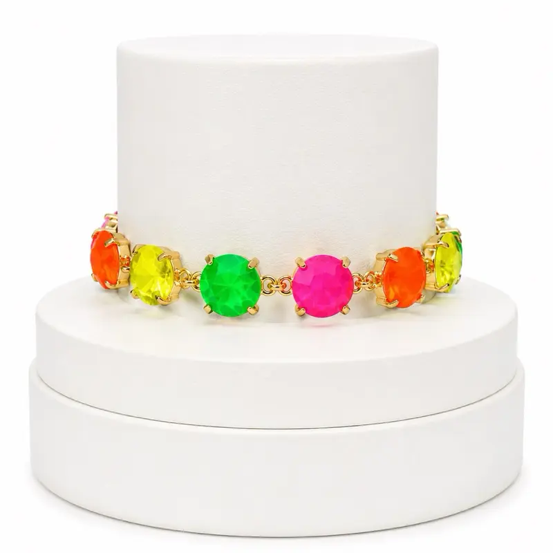 Neon Gemstone Costume Bracelet, Fashion Accessory for Women