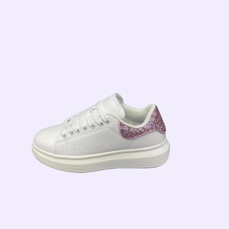 Women's Pink Sneakers and White with Glitter Back Sneakers