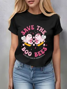 Funny Breast Cancer Awareness Shirt Halloween Support Gift T-Shirt for Women
