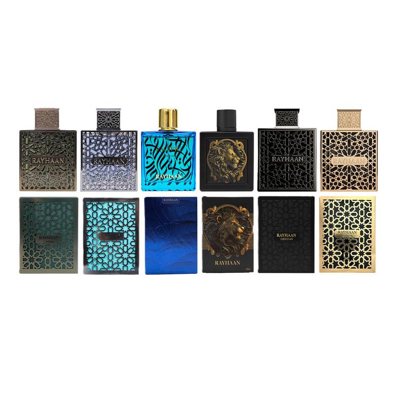 Rayhaan 6 Piece Greatest Hits Mega Bundle for Unisex (Terra + Aquatica + Obsidian + Lion + Elixir + Pacific) Eau de Parfum Spray, Each - 3.4 Ounce