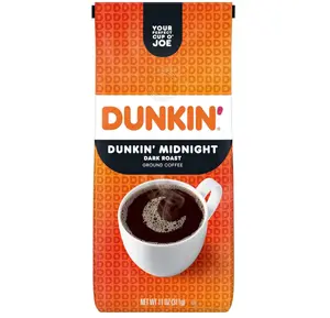 Dunkin’ Midnight Dark Roast Ground Coffee, 11 Oz. Bag