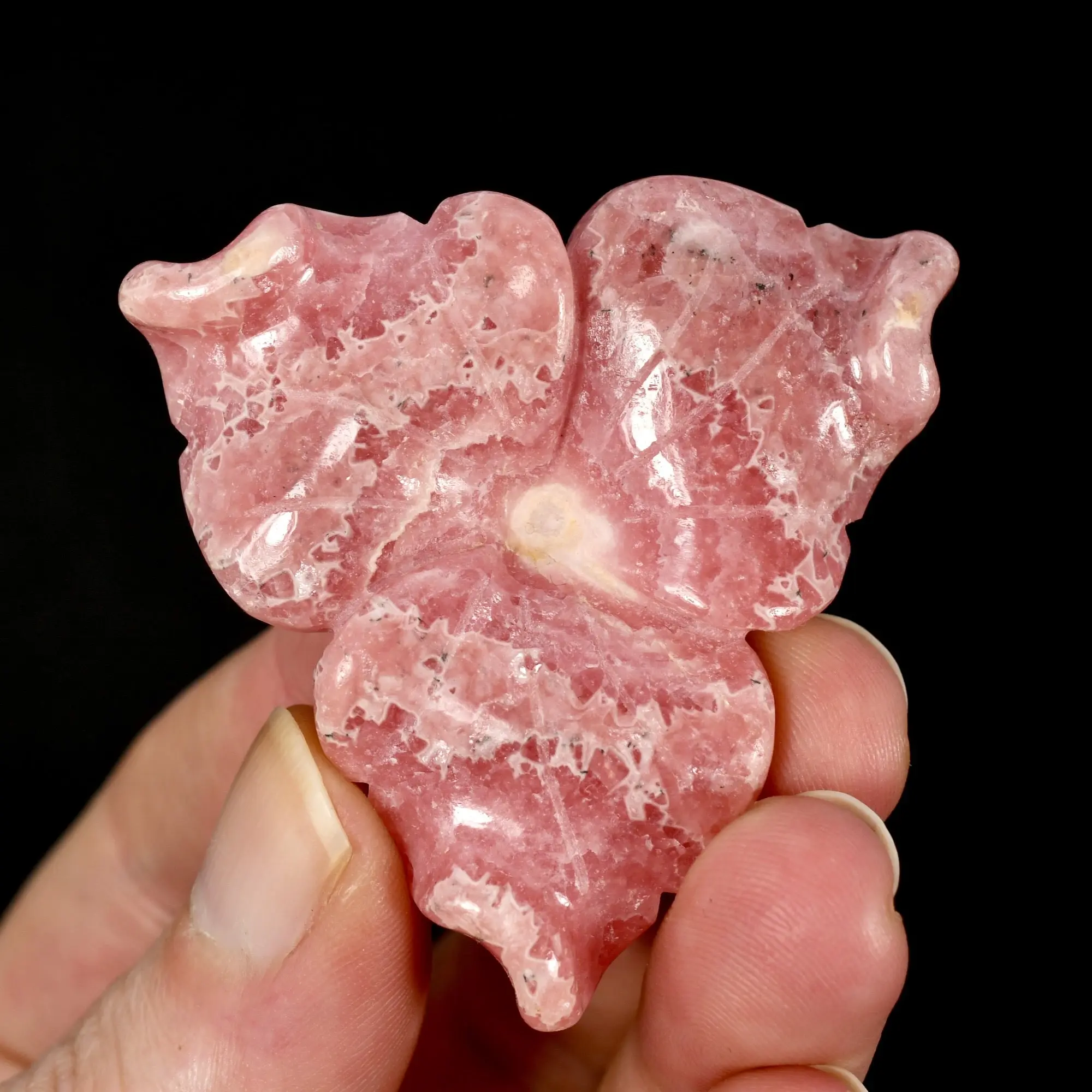 50mm Rhodochrosite Carved Crystal Crystal Flower, Argentina b12
