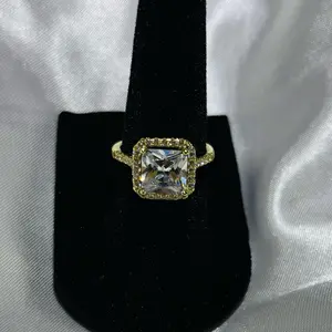 55 14K Laminated Gold Square Halo Ring