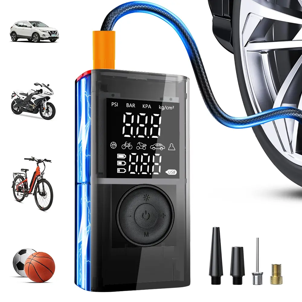 150PSI Portable Air Compressor,Portable Multi-function Tire Inflator, Intelligent Tire Pressure Identification, Preset Tire Pressure, LED Emergency Lighting, USB Reverse Charging, Local Warehouse Shipping