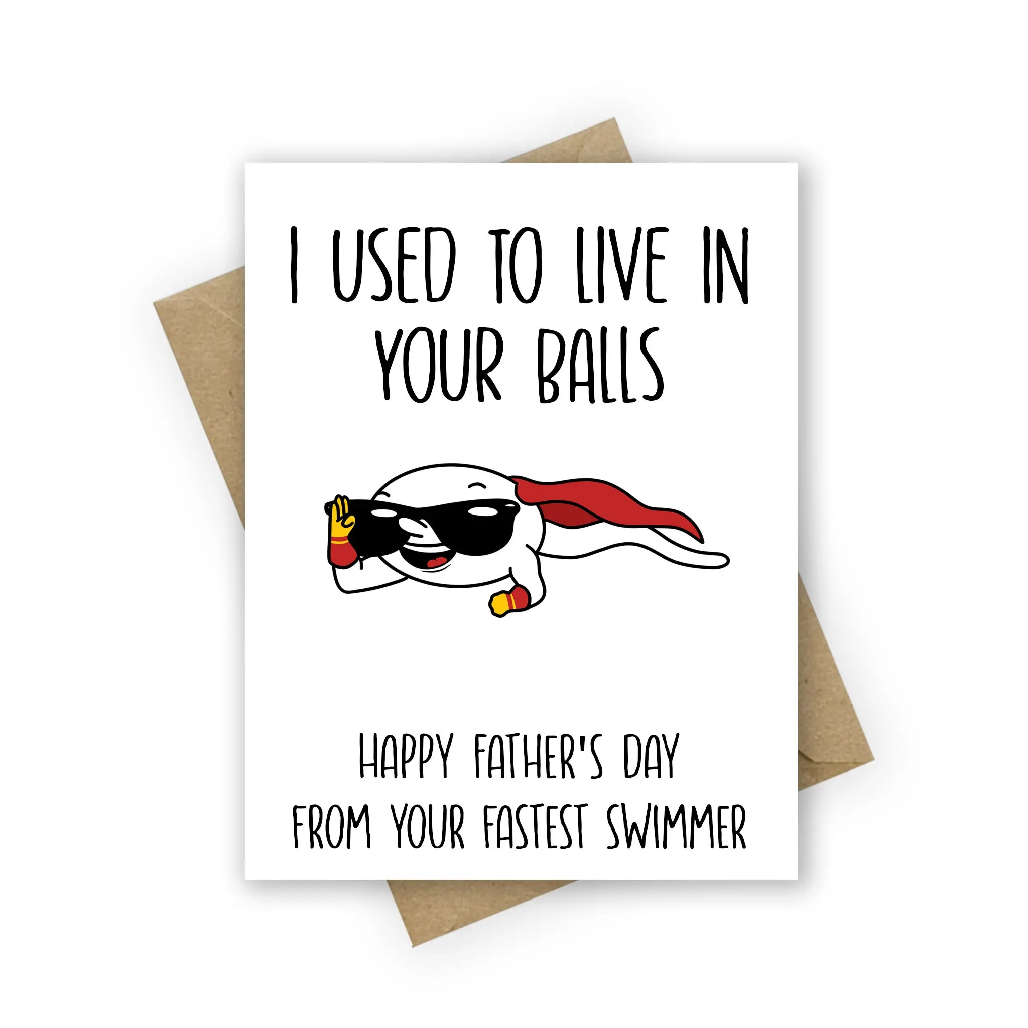 Funny Father's Day Card, I Used To Live In Your Balls, Father's Day, Hilarious birthday card for dad, Fathers Day Card, Father Day Card Gift | Gift Card with Envelope