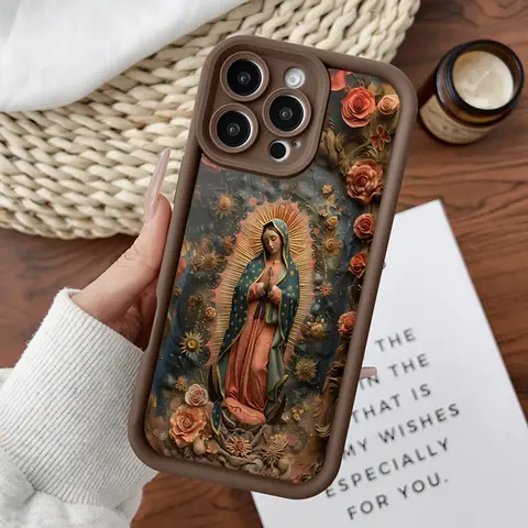 Softcase for iPhone11/12/13/14/15/16/17/promax/x/xs/xr/xsmax CaseOur Lady of Guadalupe Anti-Fall Shockproof Protective Slim Cover, Accessories, Smartphone, Cellphone Protection Casing