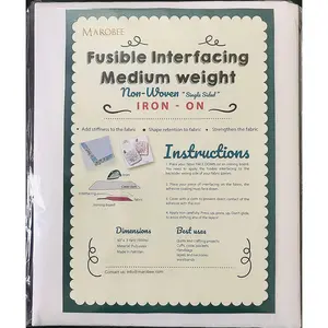 Medium Weight Iron On Fusible Interfacing for Sewing Projects, (40 Inch x 3 Yard) White Non-Woven, One Sided
