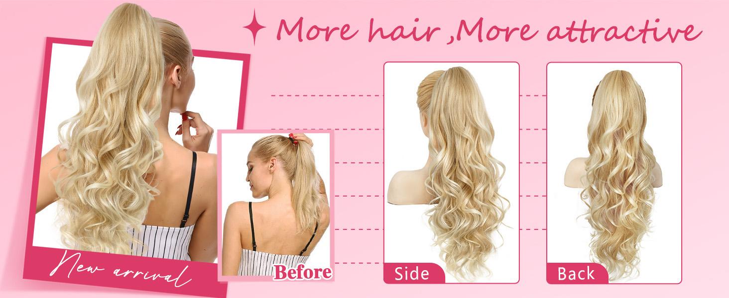 SummerVibes AISI HAIR 18/24inch Long Curly Wavy Claw Clip in Ponytail Hair Extensions for Women Curly Wavy Loose Deep Wave Hairpieces for Daily Wear Glueless Kinky Straight Seamless Narrow Weft Synthetic Hair Wigs