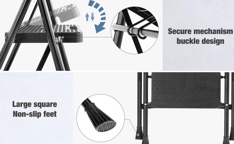 Heavy Duty Step Ladder, Lightweight Foldable Stool for Adults, Small Ladder Ideal for Kitchen and Home Use, Durable Folding Step Stools, Portable Kitchen Ladders with Sturdy Constructio