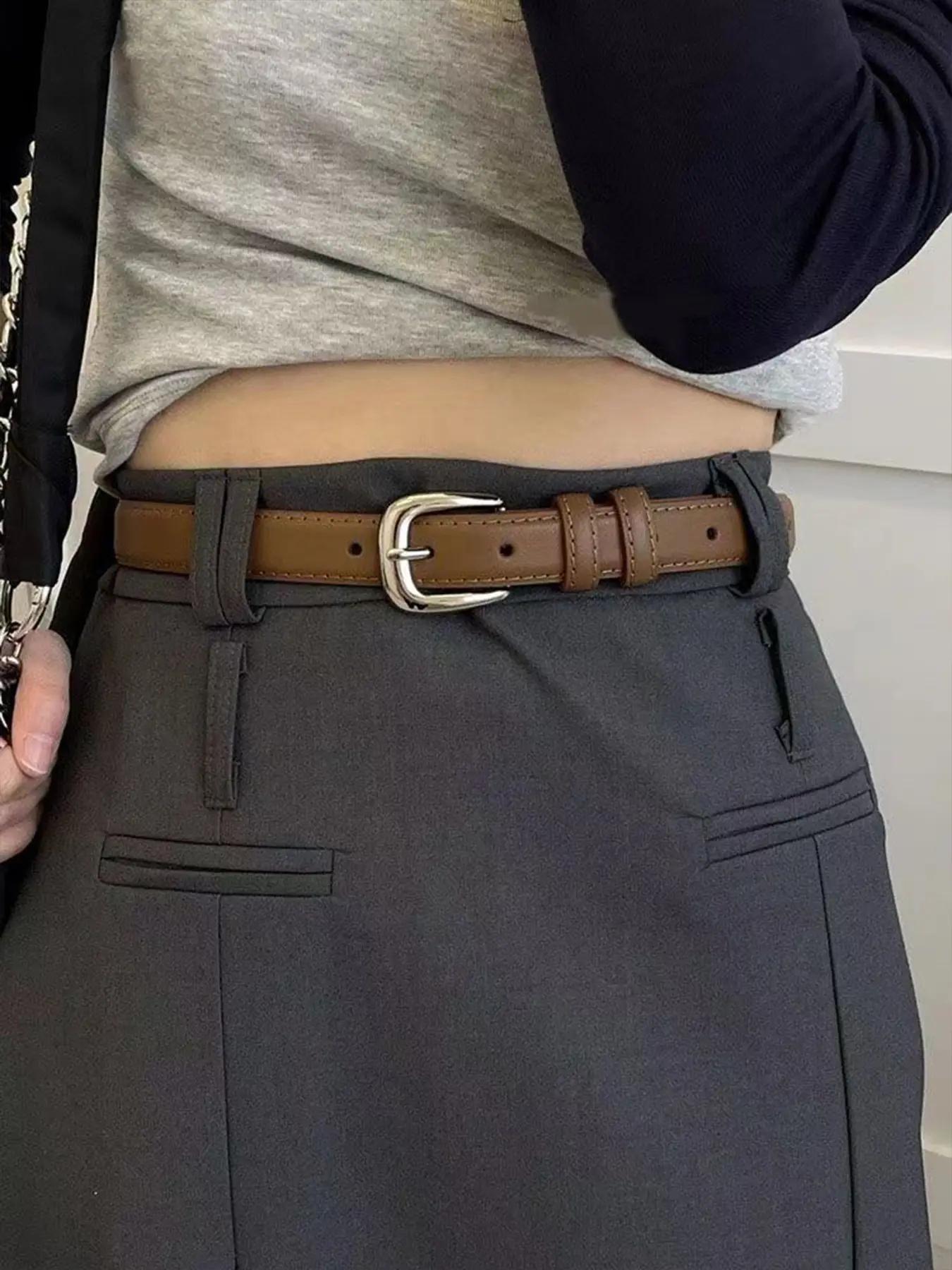 Women's Solid Color PU Buckle Belt, Easy Adjustable Belt, Fashion Belt for Party, Daily Clothing Decor, Trendy All-match & Exquisite Belt for Birthday Gift, Casual Dress Belt, Casual Waist Belt