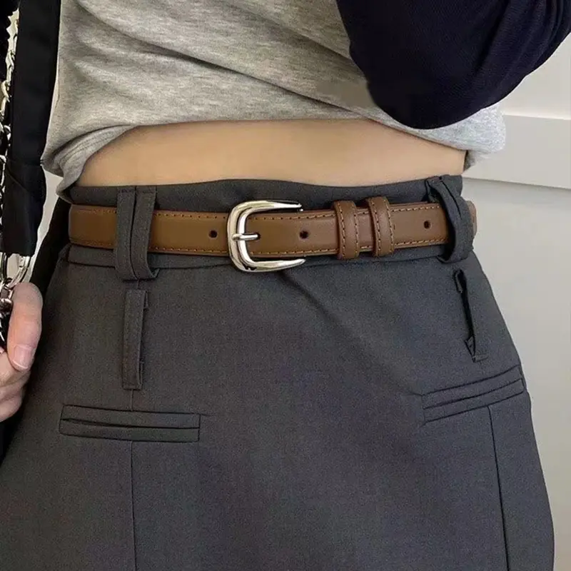 Women's Solid Color PU Buckle Belt, Easy Adjustable Belt, Fashion Belt for Party, Daily Clothing Decor, Trendy All-match & Exquisite Belt for Birthday Gift, Casual Style Belts, Casual Dress Belt, Casual Waist Belt, Belts for Dresses