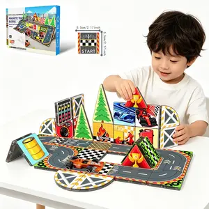 Magnetic Tiles Toy Racing Theme 44pcs, Magnetic Building Blocks Set, Creative Stem Educational Toys for Kids, Birthday & Christmas Gifts