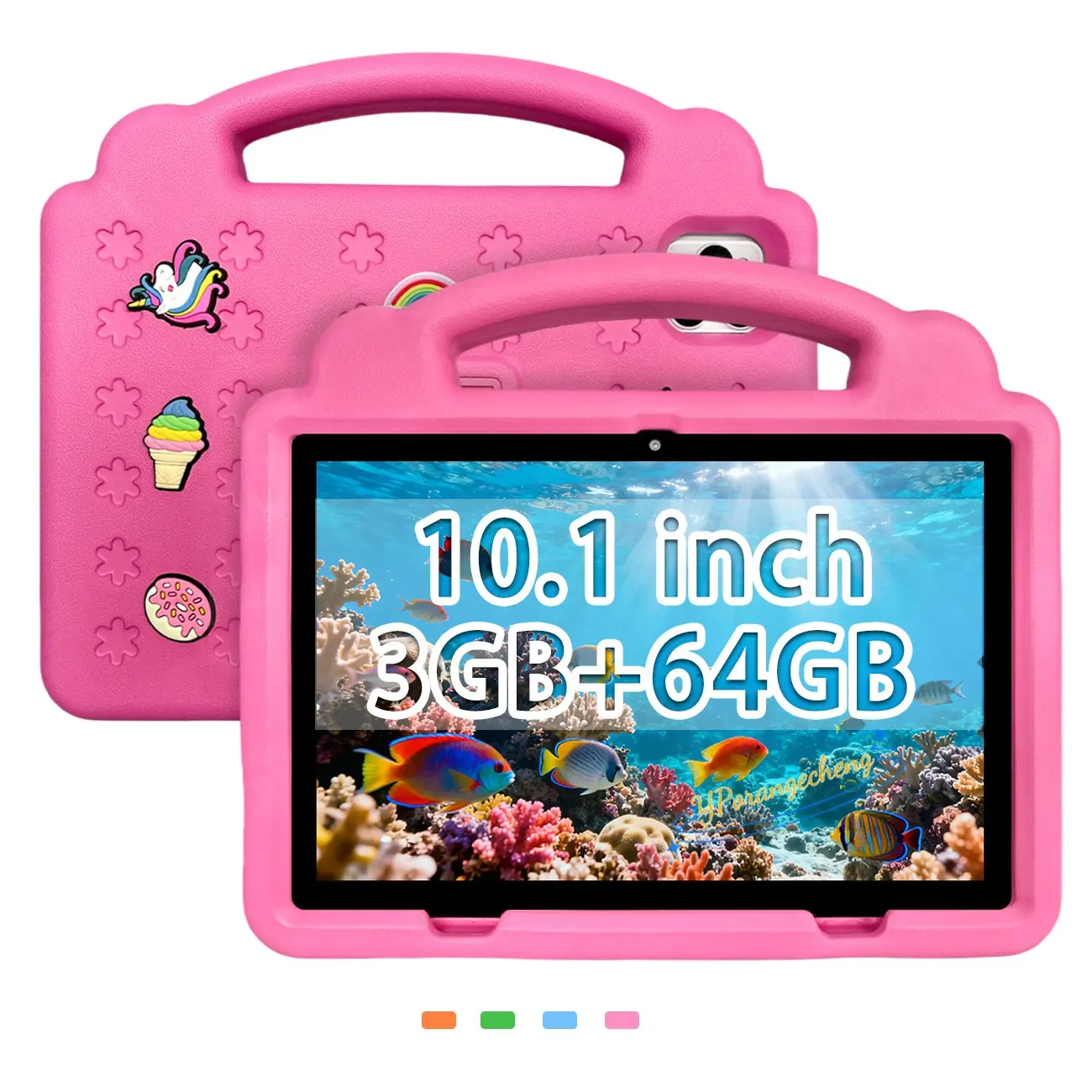 Parental Control Kids Tablet, Tablet Pad, Portable Android Tablets, 10.1-Inch Android, Manage Cartoons/Games, 2-in-1 Study & Play, Lightweight & Shockproof, 5G WiFi, HD IPS Screen, Bluetooth + Dual Camera, Pink & Blue, Christmas/Birthday Gift (USB Cable)