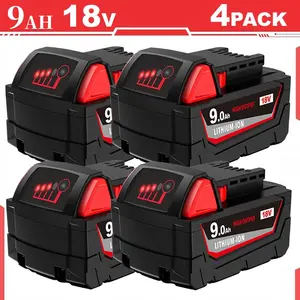 【For Milwaukee】M18 1&2&4Pack 9.0Ah 18V Replacement Battery for milwaukee Replacing batteries with electric tools M-18 Battery Pack Compatible with Milw M-18 8.0Ah Lithium Battery 48-11-1890,48-11-1850, 48-11-1828, Cordless Tools milwaukee battery