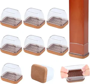 8 count Felt Chair  Floor Protectors for Hardwood Floors, Rectangle Furniture Pads Easy Glides for Bar Stools, Clear  Chair  Caps to Protect Floors, Fit Length 1.3"-1.7", Width 0.9"-1.2"