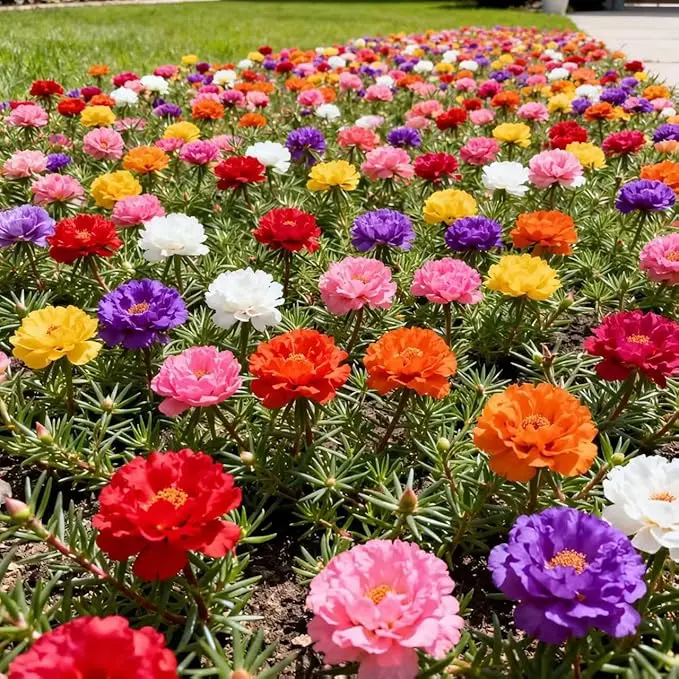 2000 Moss Rose Seeds (Portulaca Grandiflora) - Mixed Color Perennial Ground Cover, Non-GMO, Heirloom, Vibrant Blooms for Garden Beds, Outdoor Planting & Garden Beautification